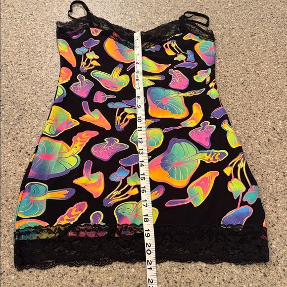 BODYRAGE Psychedelic Neon Mushroom Bodycon Mini Dress - Picture 3 of 10